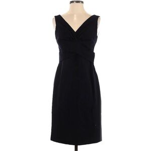 Elie Tahari- Black Sleeveless VNeck Midi Shift Dress